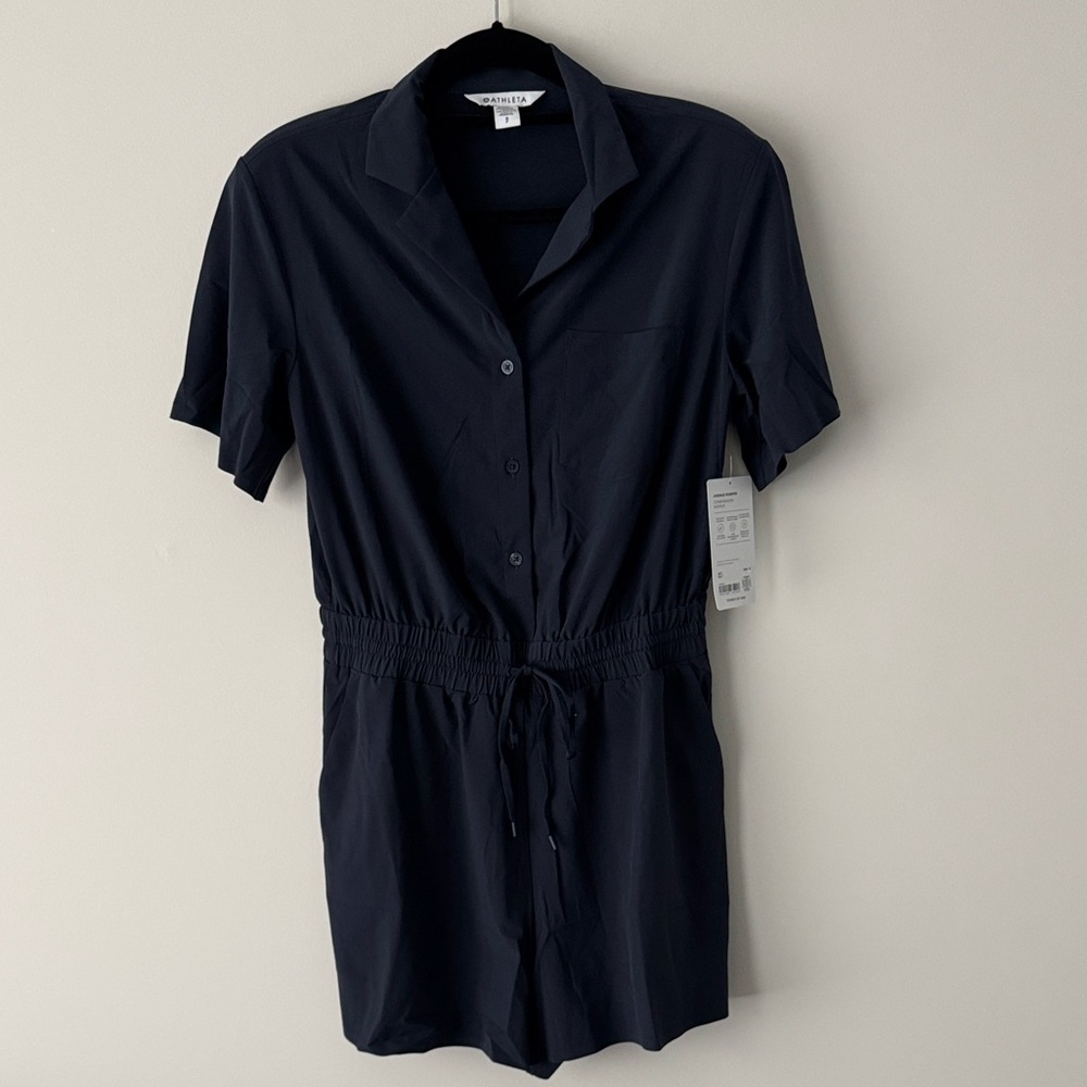 NWT Athleta Navy Avenue Romper, Size Small - Picture 2 of 10